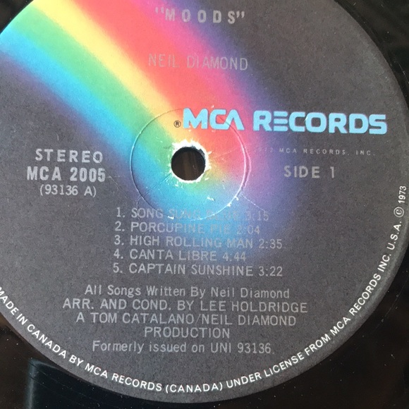 3/$30 Neil Diamond “Moods” vintage vinyl album 1972 - Picture 4 of 5